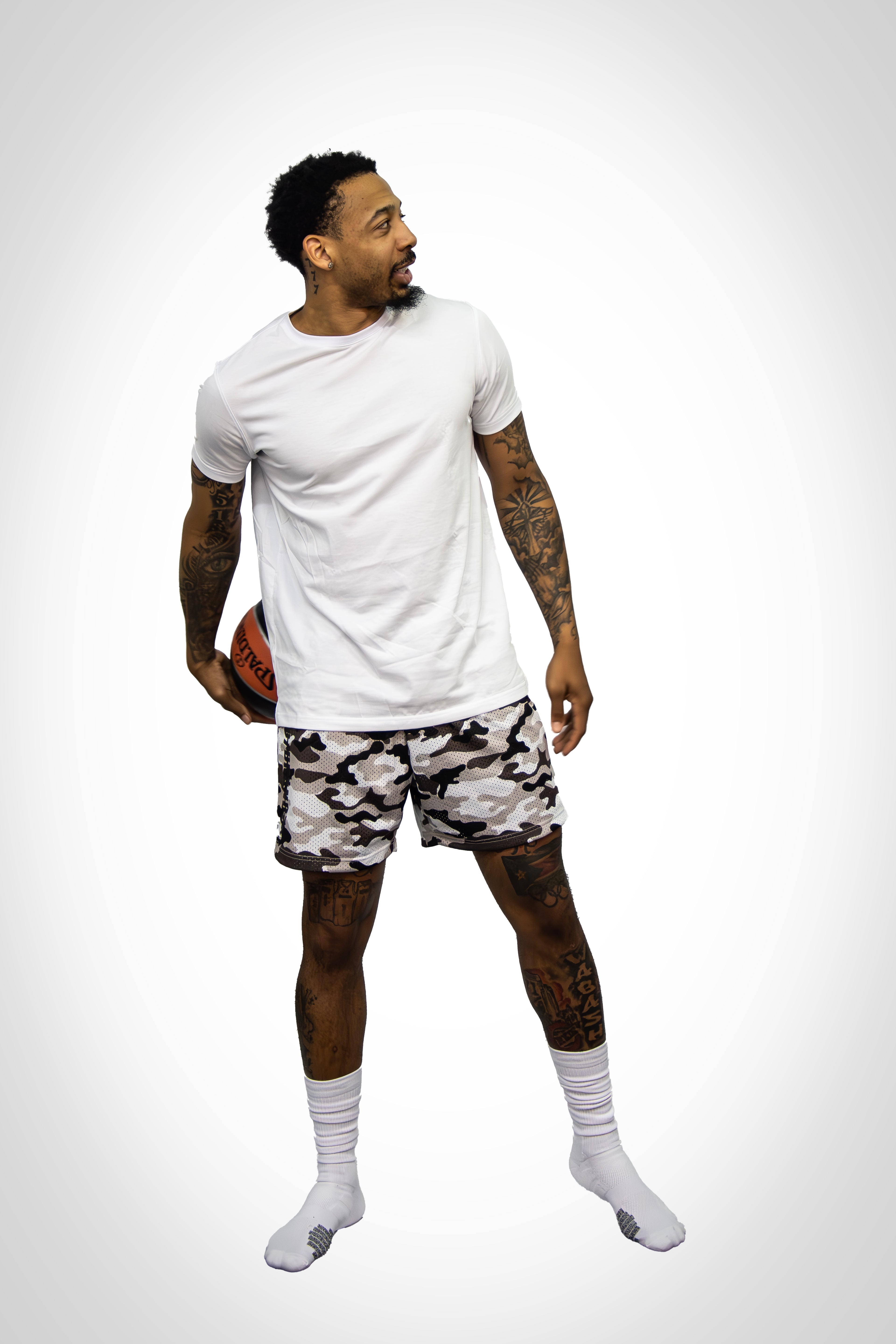 Mesh Gray Camo Travel Shorts