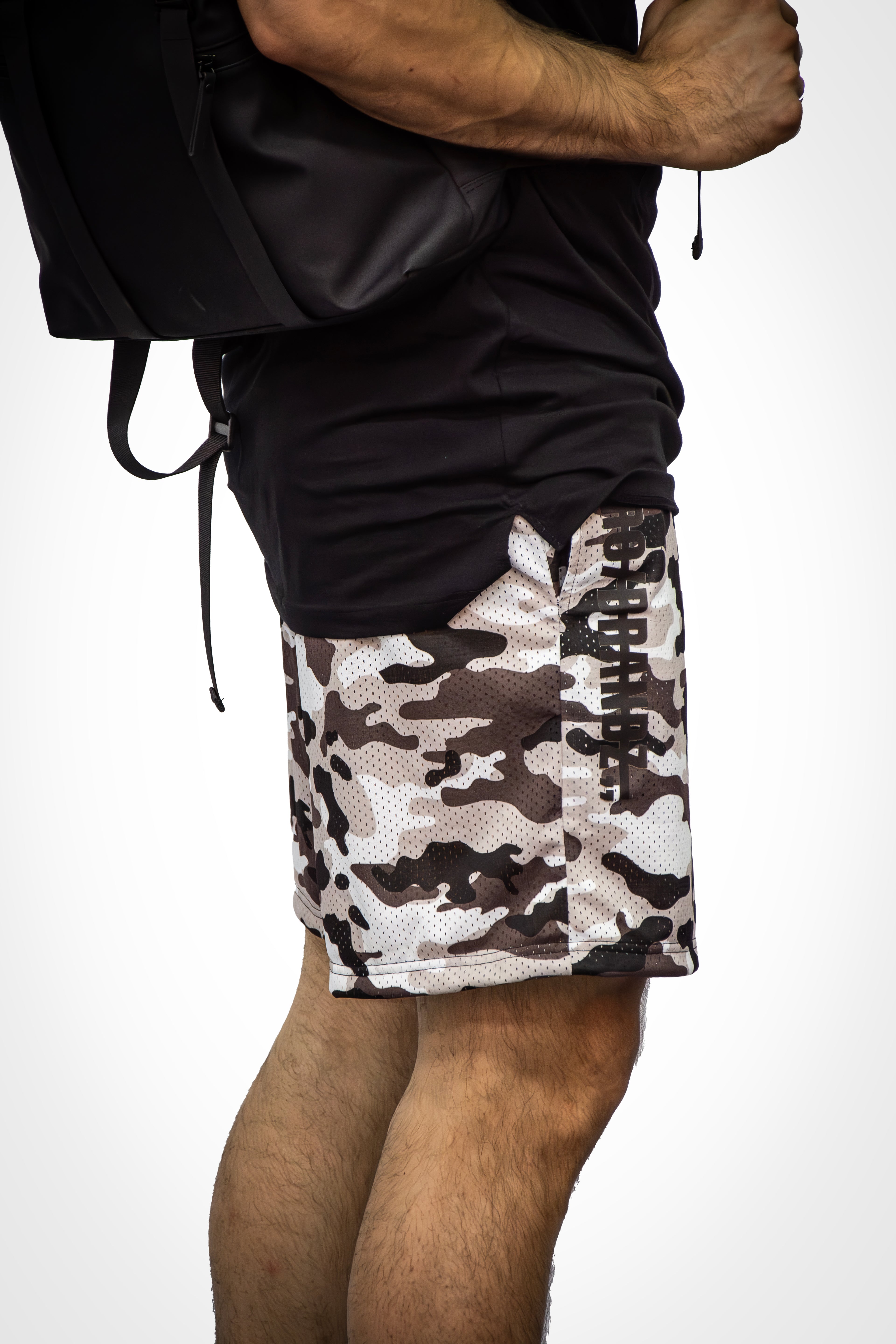 Mesh Gray Camo Travel Shorts