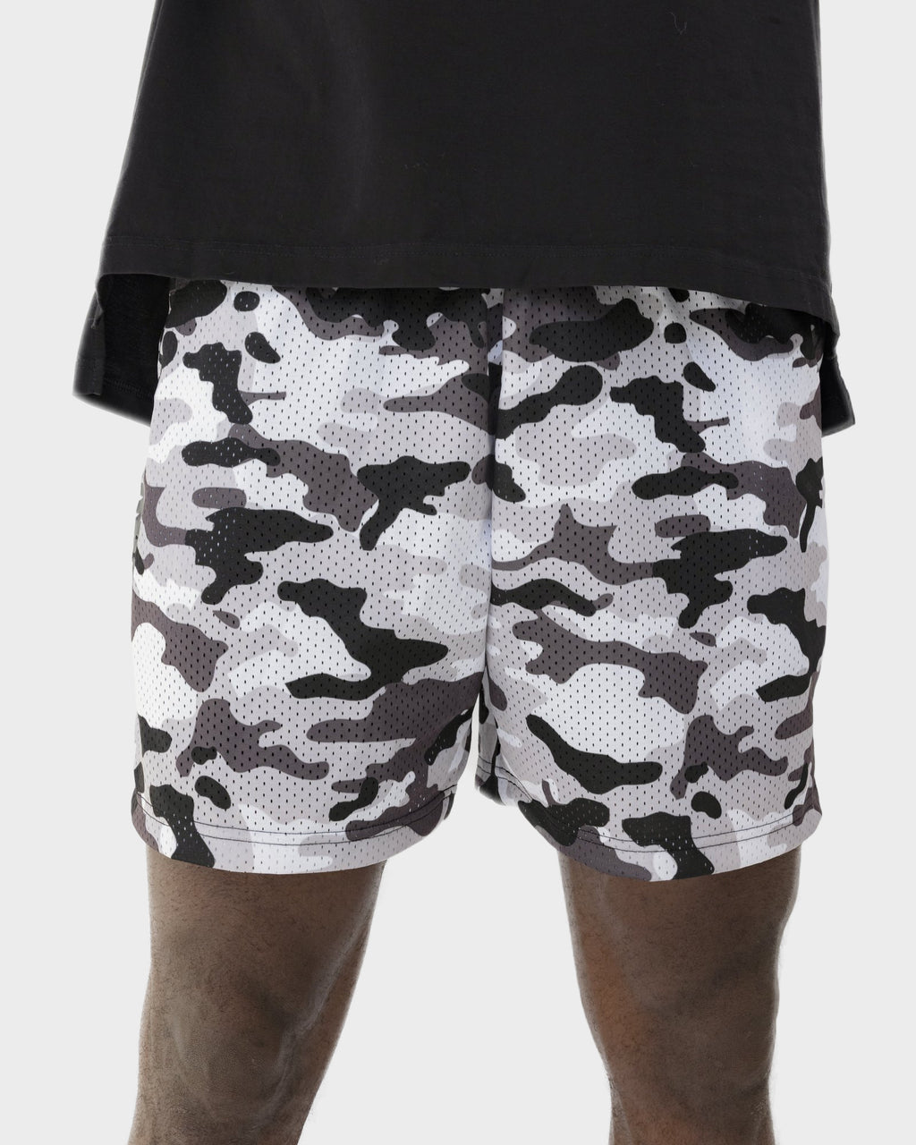 Gray Camo Mesh Travel Shorts