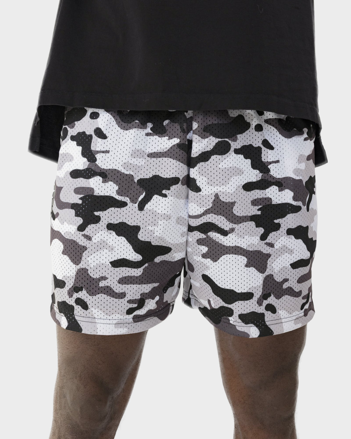 Gray Camo Mesh Travel Shorts